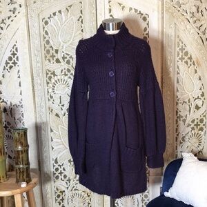 Dark purple small/medium button up long sweater